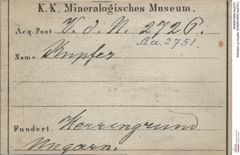 Etiketten zu Kupfer (NHMW-MIN-Aa2751)